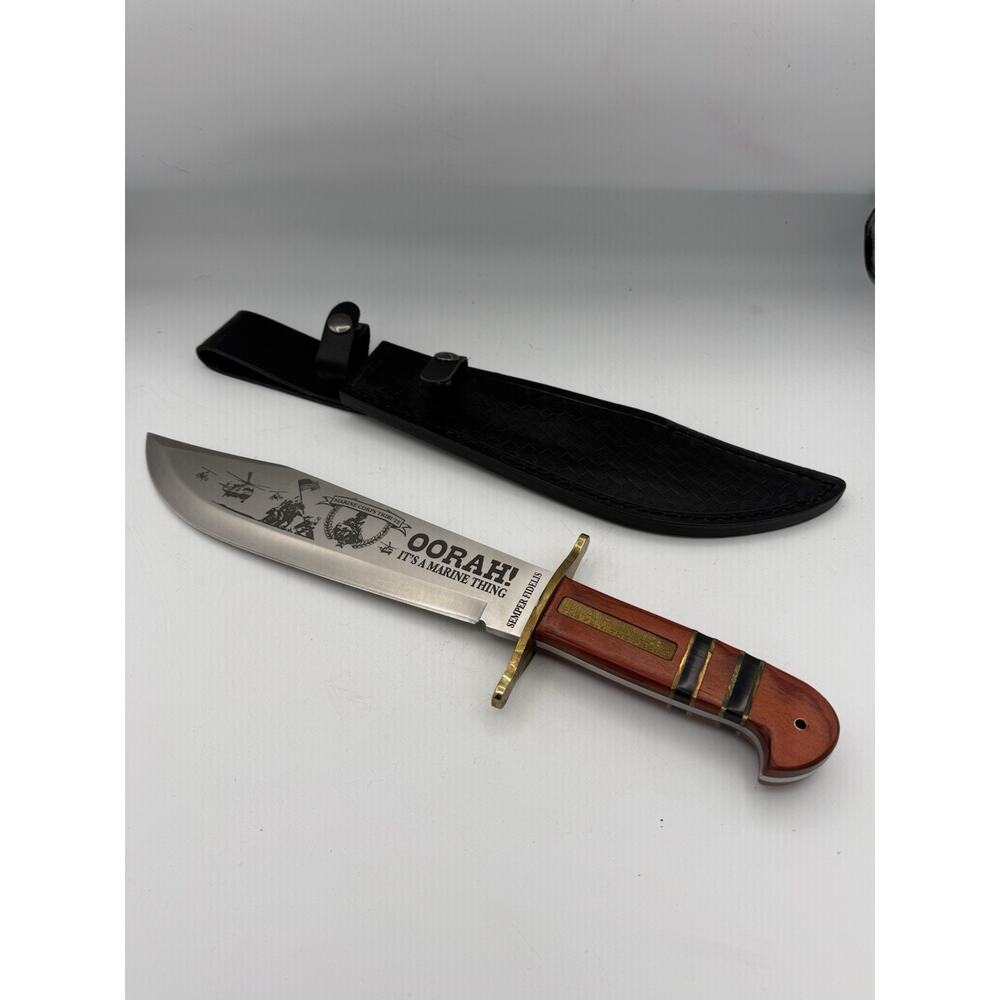 United Cutlery USMC Commemorative Bowie W/ Leather Sheath UC3387 Marines